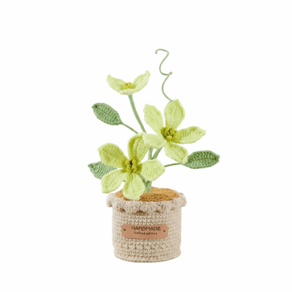 

Clematis Knitted Flower Handwoven Fake Flower Creative Artificial Flowers Desktop Decoration жовтий