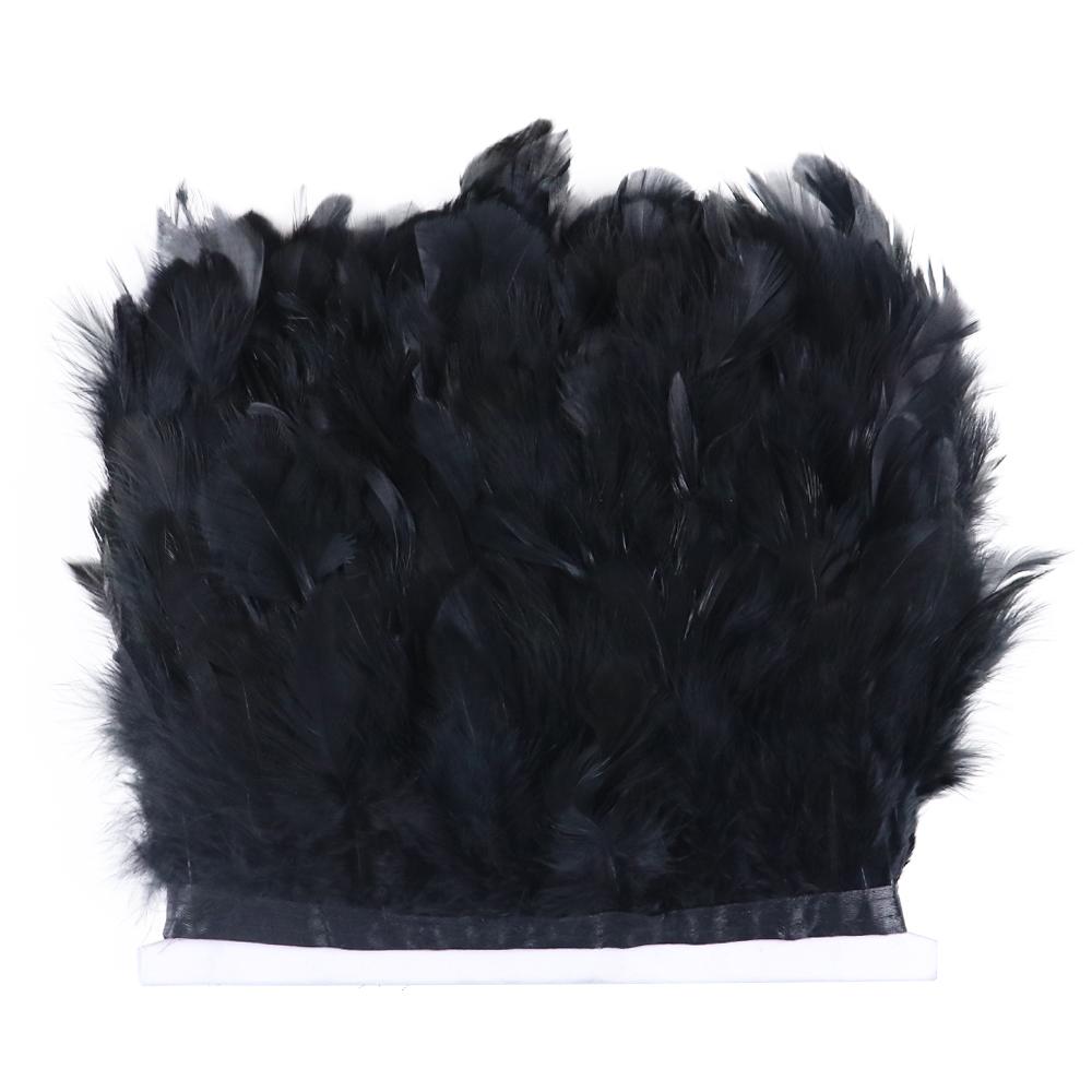 

1 Meter White Rooster Feathers Trims Fringe 10-15cm Plumes Ribbon for Sewing Carnival Clothing Decoration Accessories Crafts чёрный