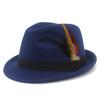 New color feather small top hat men's and women's fashion felt hat all match gentleman hat retro jazz hat