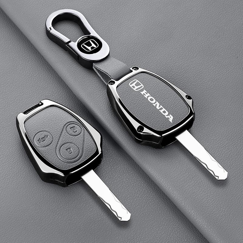 Alloy Leather Car Key Case Cover Shell Bag For Honda Accord CR-V Freed Pilot StepWGN WD Insight Fit Civic Jazz Keychain Accessories