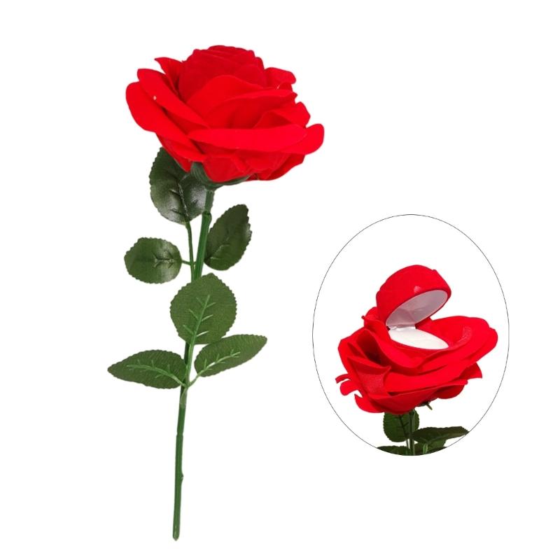 Unique Rose Flower Ring Holder Floral Engagement Ring Box Valentine's Day Gift Jewelry Gift Box for Proposal Ring