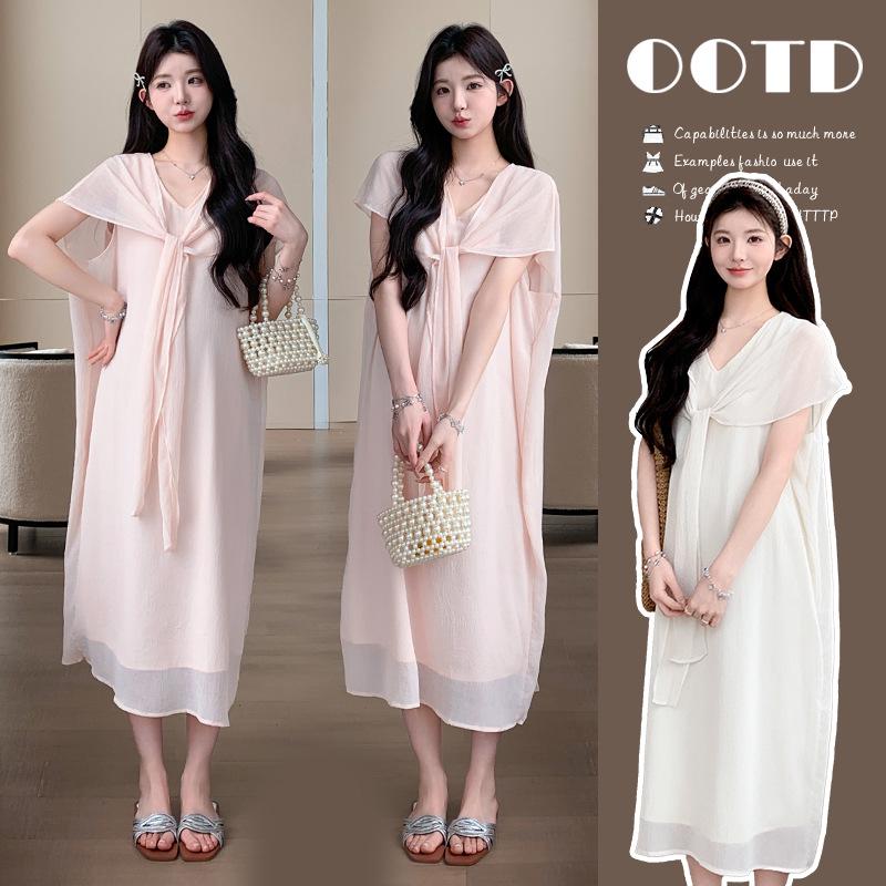 

Introducing the 2026 Summer Gentle Ribbon Long Dress - a stylish flowy design perfect for any occasion. Available now! M абрикосовий