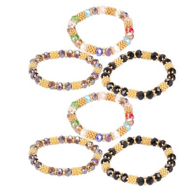 6 Stück Perlenarmband Glänzender Kristall Schlichter Stil Frauen Mädchen Schmuck Geschenk Dekoration