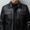 Lightweight Spring Autumn Cowhide Jacket with Leather Patternmulti-pocket Leather Jacket Fashionable Jacket for Middle Aged Men