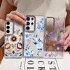Cartoon Flowers Pattern Case For Samsung S26 S25 Ultra S24 FE S23 Plus S22 S21 A15 A16 A17 A35 A36 A37 A54 A55 A56 A57 5G Plating Lens Soft Cover