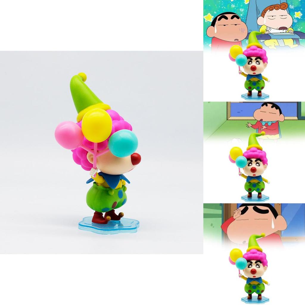 Charming Crayon Shin-chan Collectible Pvc Figure Colorful Clown Pink Ball Gift Display