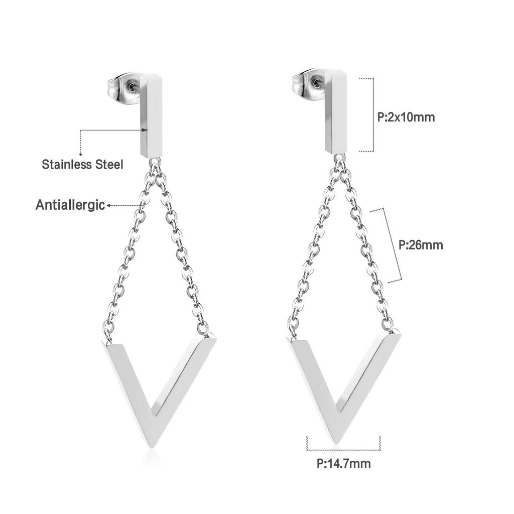Geometric Stud Earrings Round Triangle Fringed Earrings Stainless Steel Plated 18K Gold Earrings