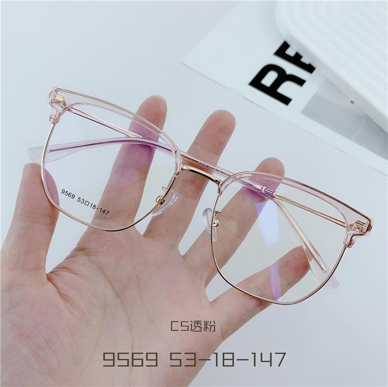 Finished Ladies Myopia Glasses Retro Anti Blue Light Blocking Near Sight Eyeglasses Metal Half Frame Square Short-sight Eyewear