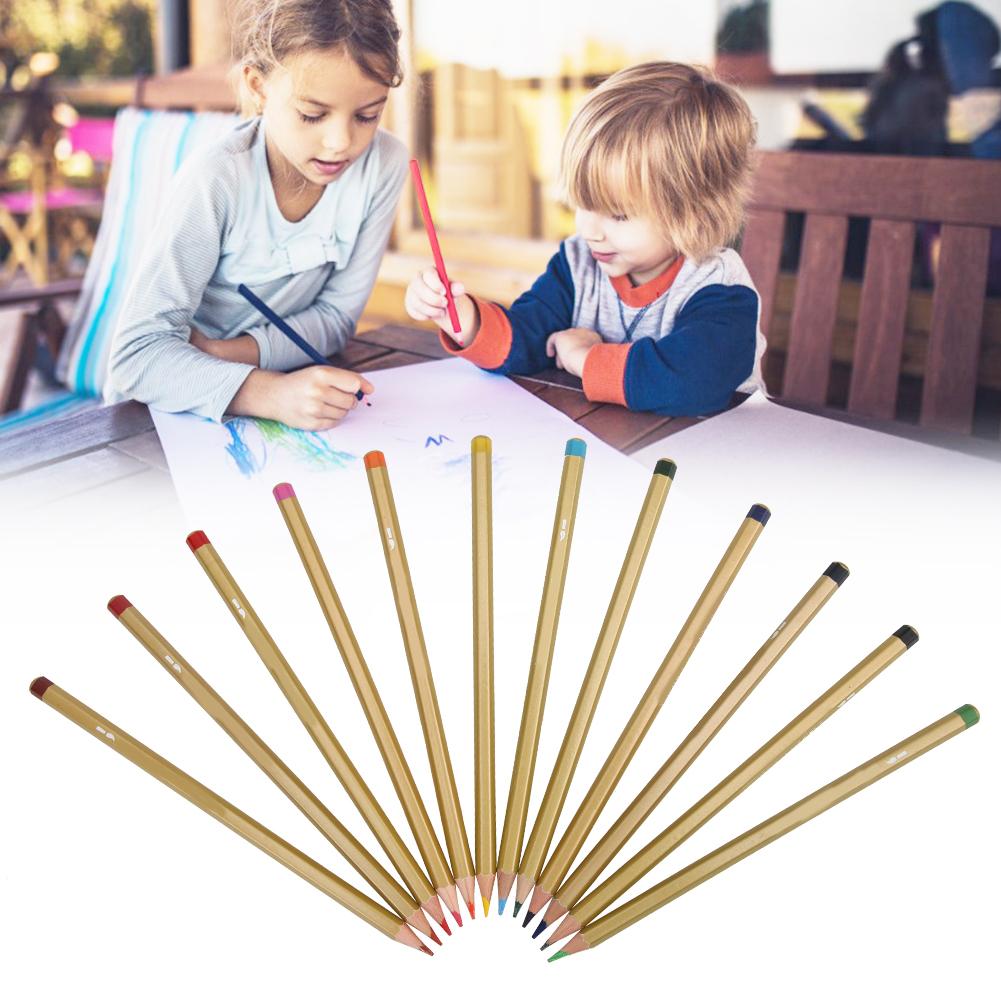 12 Color Water Soluble Pencils Art Watercolor Painting School Supplies in Iron Box