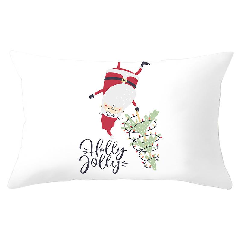 New Christmas Peach Skin Lumbar Pillowcase Cartoon Print Series Sofa Cushion Cover Throw Pillow Cover