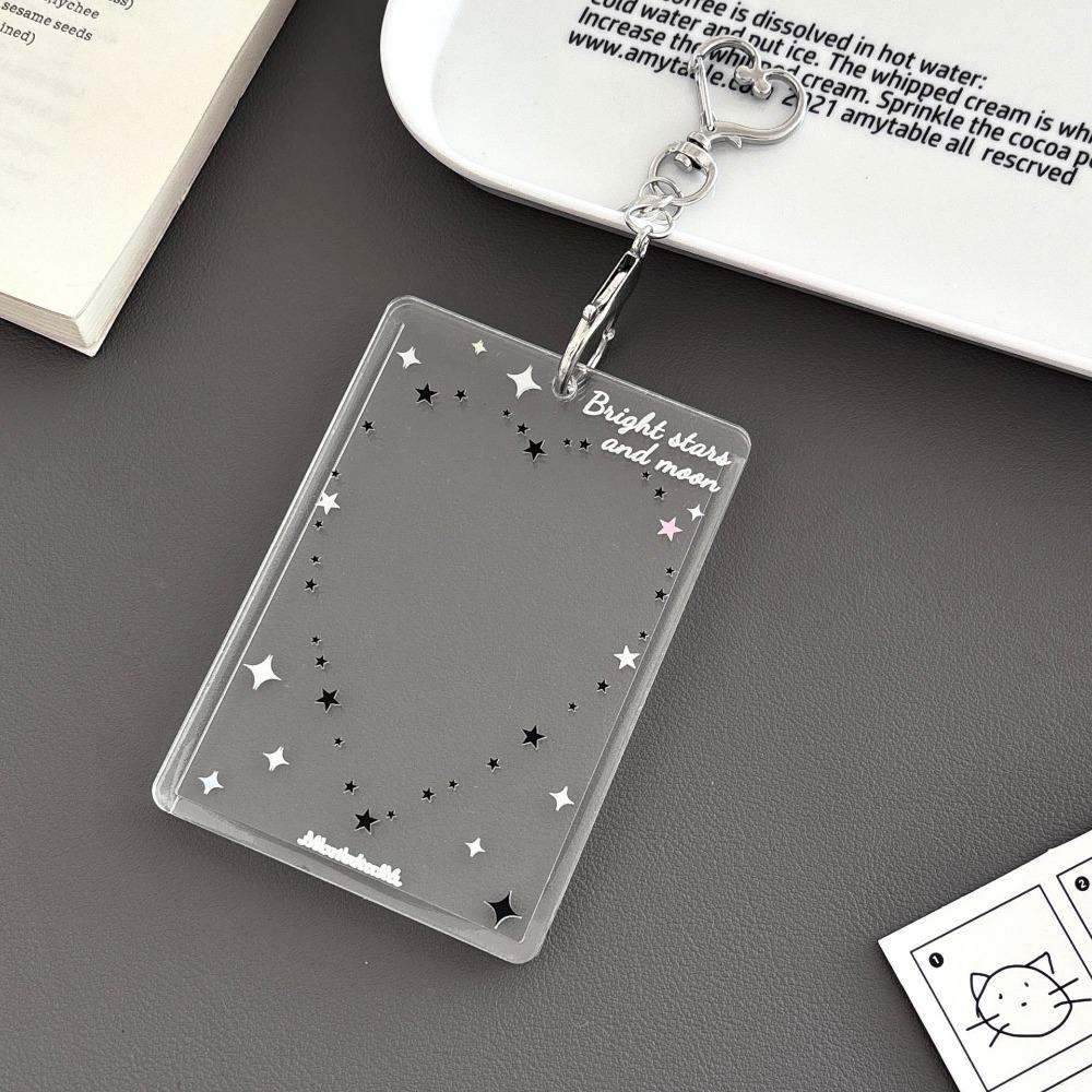 Acrylic Photocard Holder Heart Star Pattern With Keychain Photo Card Protector 3-inch Kpop Idol Card Kpop Idol Card Holder