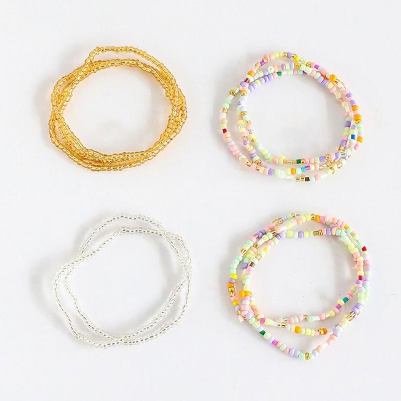 Fashion Handmade Multi Layer Glass Bead Bracelet Set Featuring Colorful Faux Crystal Designs for Fashion Foward Women