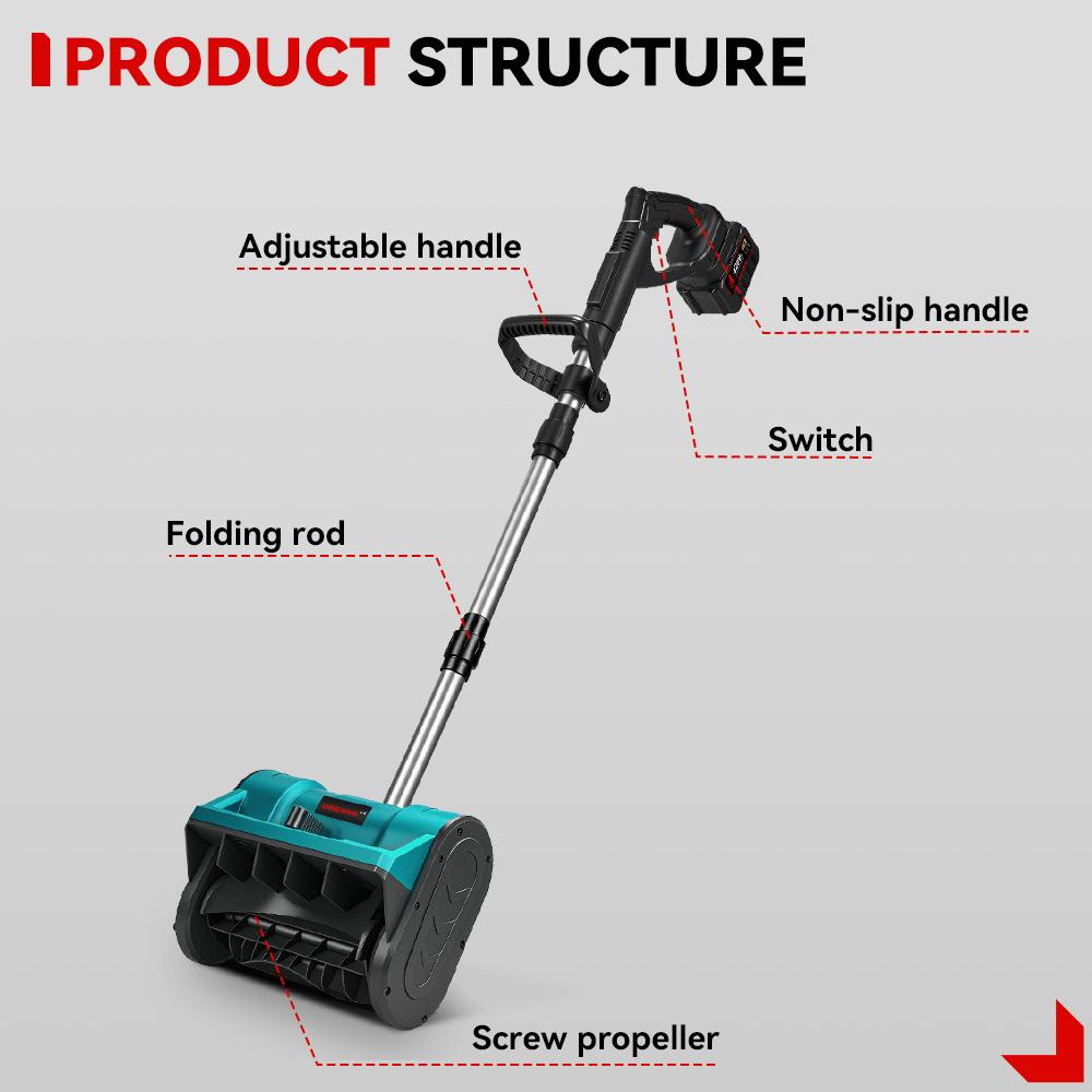 Balayeuse à neige électrique sans balais 3000W 300mm sans fil Chasse-neige Pelle Nettoyage de rue Jardin Outil électrique Pour batterie Makita 18V Broche