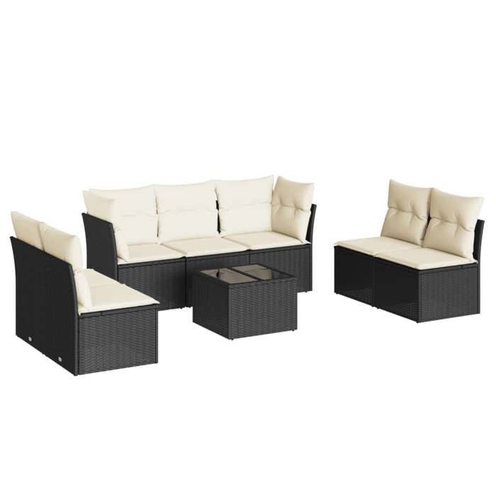 VidaXL Salon de jardin 8 pcs avec coussins noir résine tressée 3217416