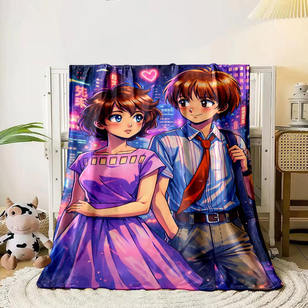 

Romantic urban setting with neon lights and a glowing heart above. for all seasons blanket lunch break throw gift 80cm x 120cm