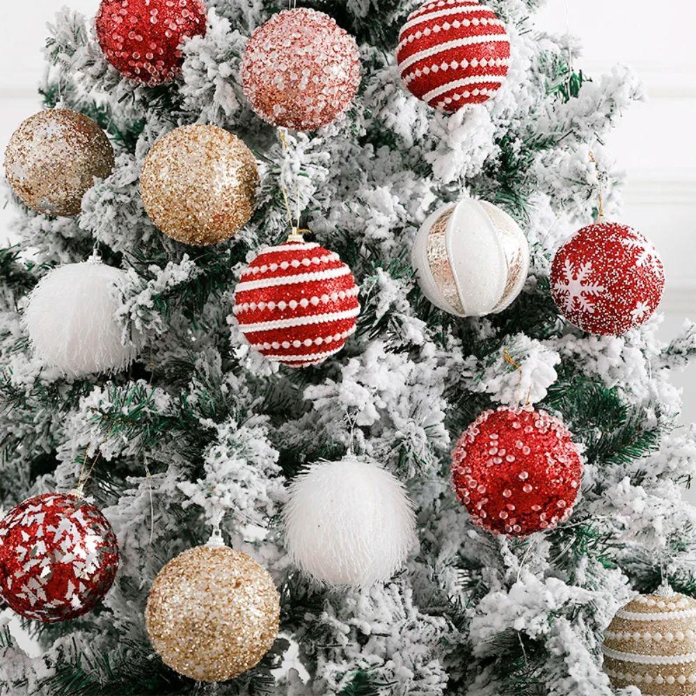 6cm Ball Pendant Snowflower Foam Balls Unique Christmas Tree Decor Party Favors