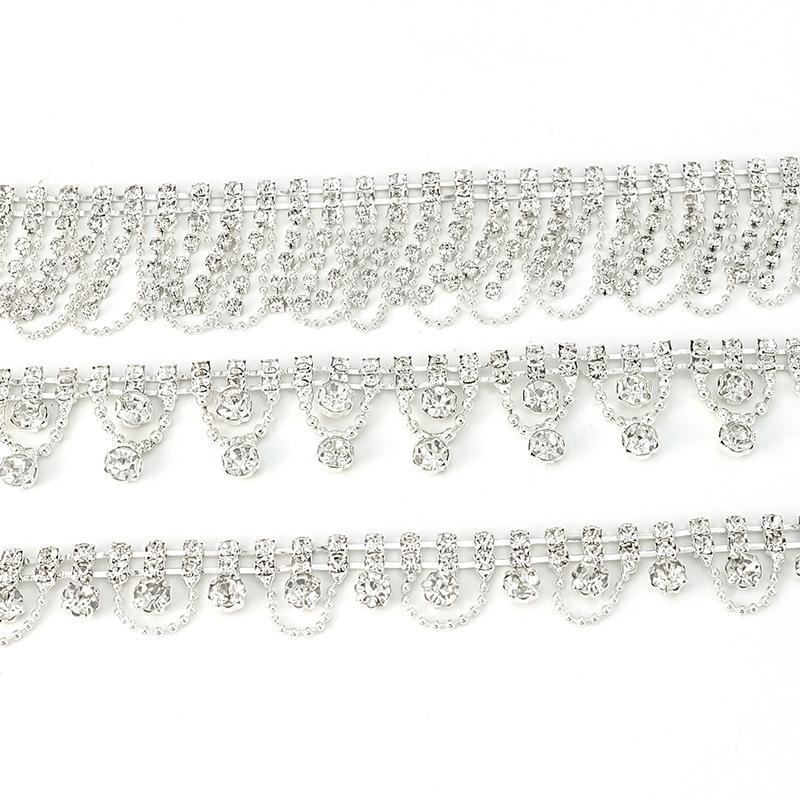 10Yards Rhinestone Chain Sparkle Crystal Diamond Silver Tassel Rhinestone Clothing Accessories DIY Wedding Party Gift Decoration