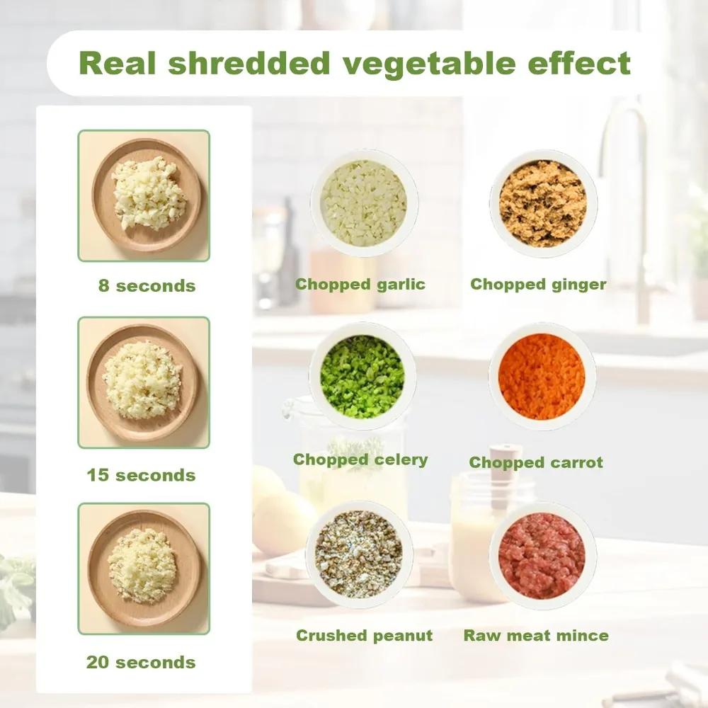 Multifunctional Electric Vegetable Cutter Set, Portable Cordless Vegetable Processor for Garlic, Pepper, Onion, Celery, Meat