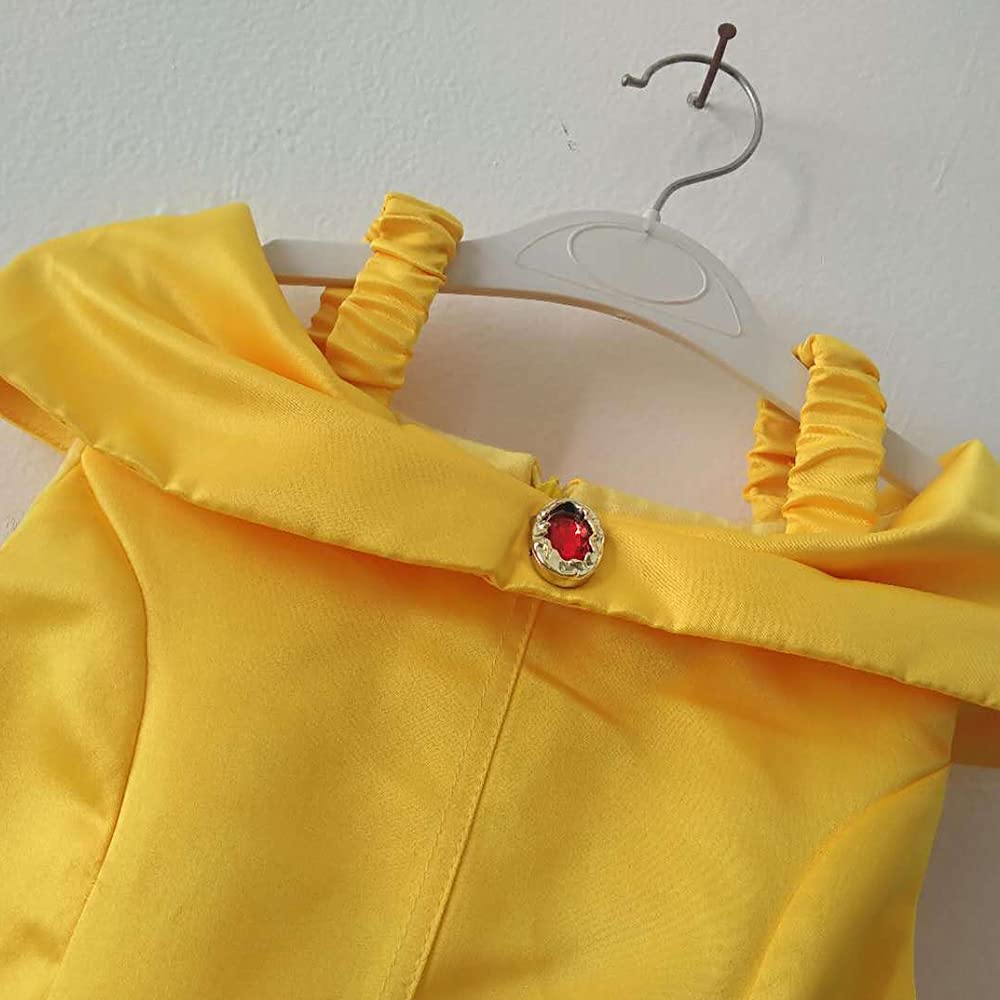 [KOVIDSUN] Dívčí šaty, Šaty princezny Belly, Cosplay kostým, Dětský kostým, Princeznovské šaty, Narozeninový dárek, Vánoční dárek, Halloweenský kostým,