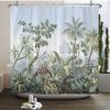 European Flowers, Birds, Plants Bath Curtains Waterproof Shower Curtain 3D Printing Bathroom Decoration With Hook Bath Screen