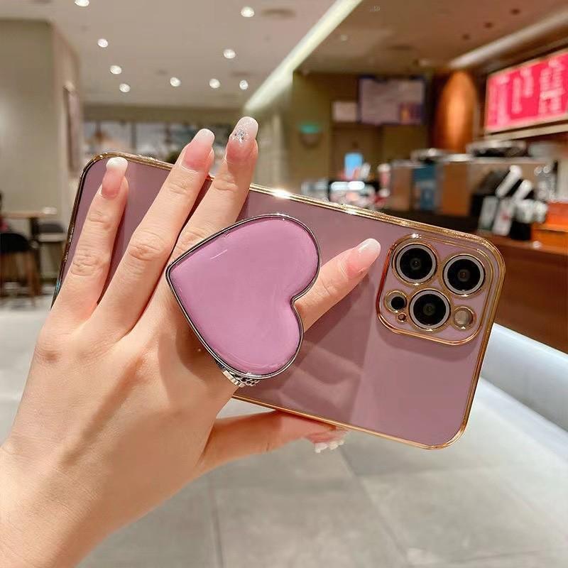Applicable to Apple 17PLUS mobile phone case love airbag invisible bracket 16Pro bracket 13 fine hole 15 electroplated TPU