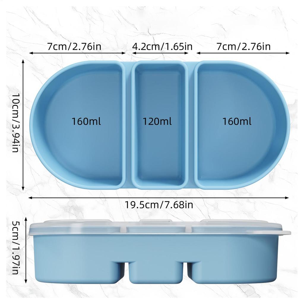 Meal Prep Snack Containers Divided Bowl With Lid Silicone Kitchen Storage Box For Sauce Salad Fruit Nut Condiment Travel