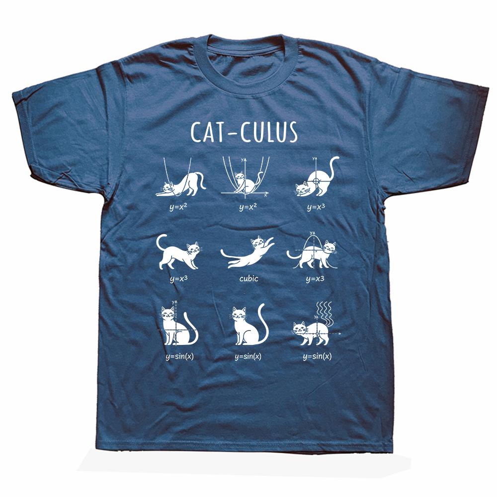 Cat-culus Funny Math Cat Graphic T Shirts Men Women Pure Cotton Humor Streetwear Tee Shirt Short Sleeve Unisex Loose Clothing