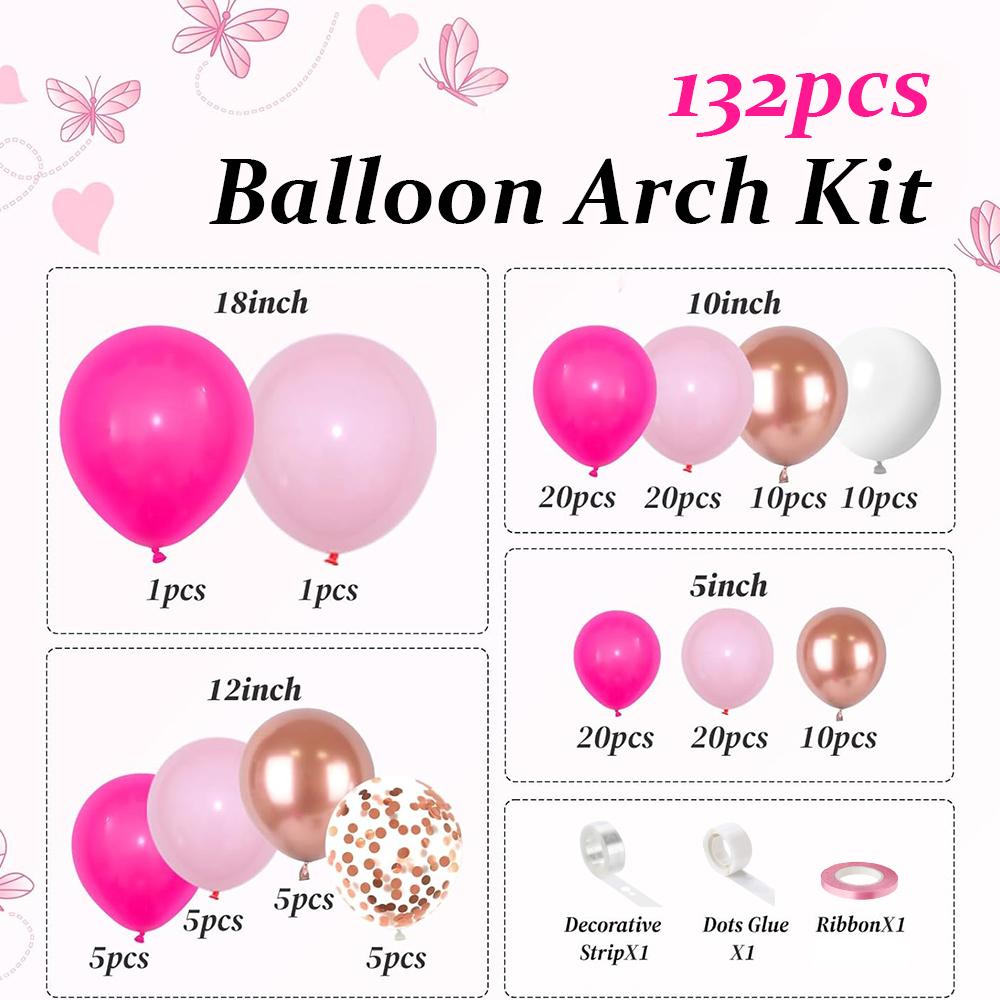 

Набор из 132 шт. латексных шаров розового и золотого цвета, подходит для украшения вечеринок по случаю дня рождения, свадеб, вечеринки ко Дню святого Валентина Other