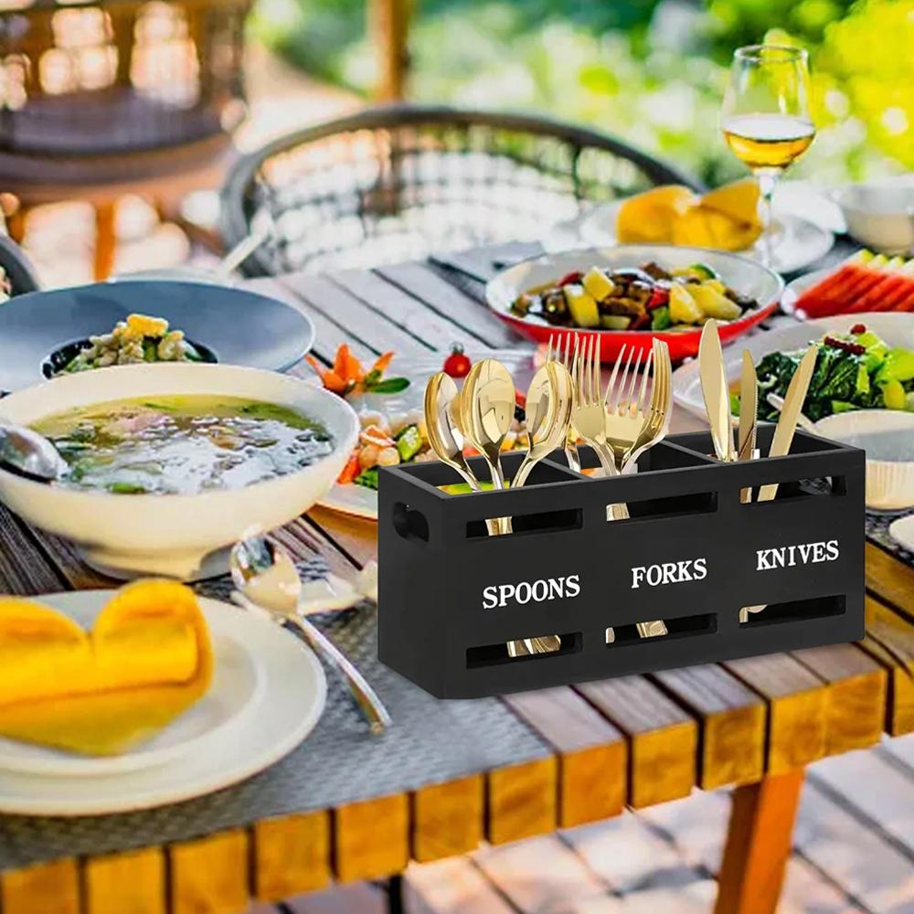Tableware Storage Rack 3 Compartments Kitchen Restaurant Storage Spoon Fork Multipurpose Tools S5I8