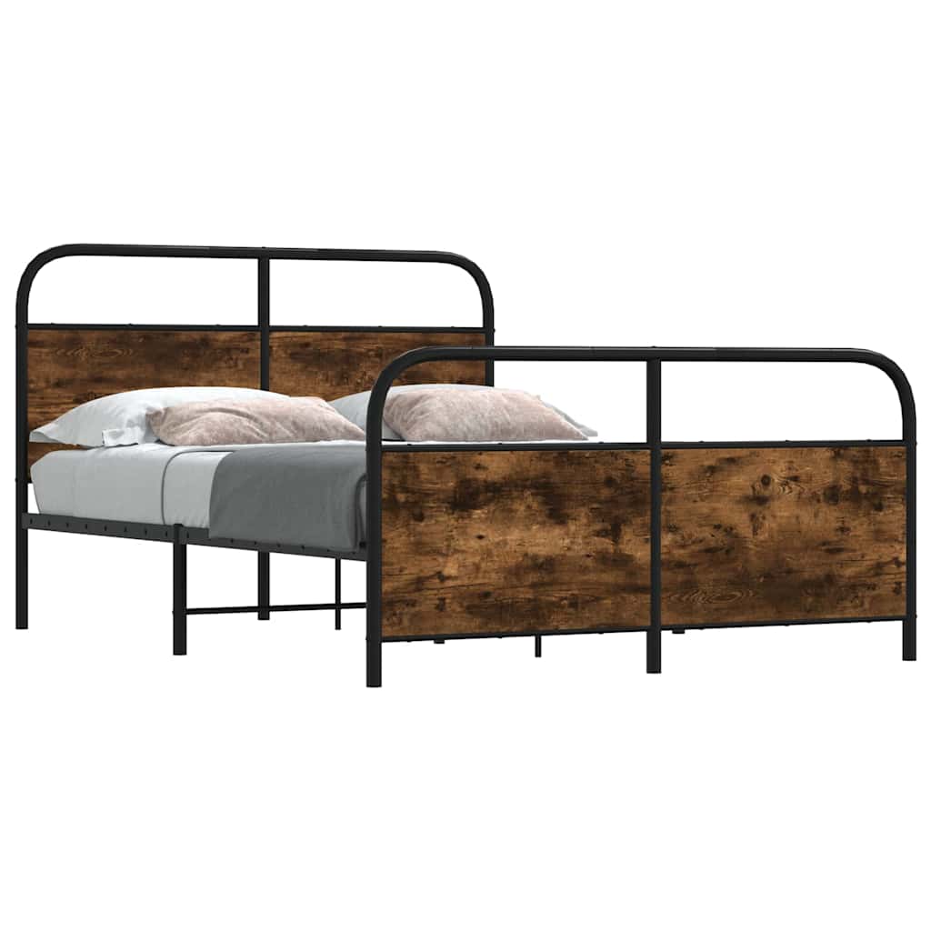 Bed Frame Without Mattress 120 X 190 Cm Smoked Oak Wood Based Material
