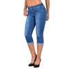 Summer Women Fashion High Waist Skinny Jeans Knee Length Denim Capri Pants