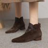 Women Ankle Boots 2026 Autumn Pointed Toe Suede Non-slip Short Boots Outdoor Casual Low Heel Zipper Fashion Boots Botas De Mujer