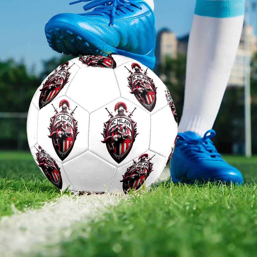 Pallone da Calcio Logo AC Milan, colorato, adatto a tutte le età, cucito a macchina, materiale PVC, qualità da competizione, durevole e ad alto rimbalzo