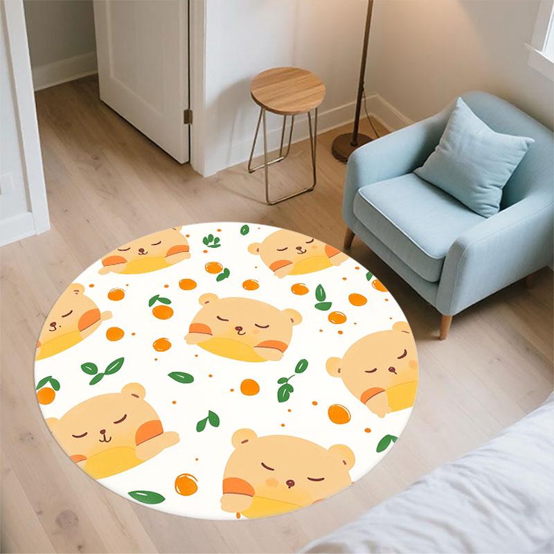 Little Bear Theme Pattern Round rug,Carpet Rug for Living Room Bedroom Playroom ,Non-slip Floor Mat,Holiday Gifts and Birthday Gifts.