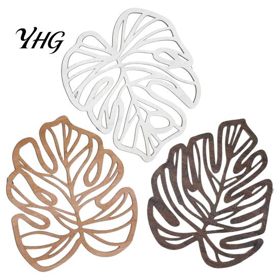Monstera Leaf Wall Hanging 3Pcs Hollow Decoration, Wooden Tropical Art Plaque, Decorative Retro Ornament Sculpture with Hook for Living Room
