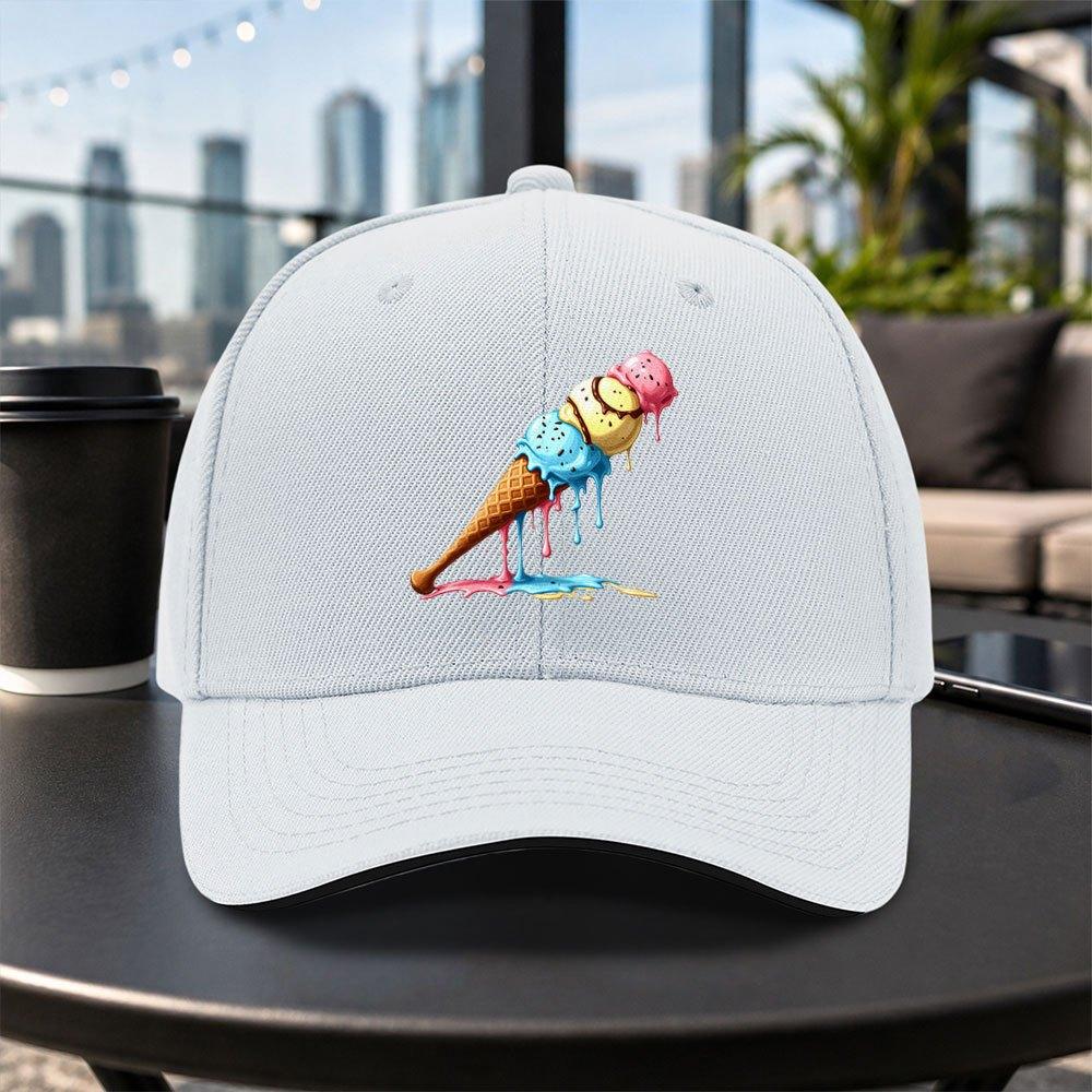 Melted Ice Cream Stick Sandwich Baseball Cap Unisex Adjustable Dad Hat For Travel Parties Daily Wear Multicolor