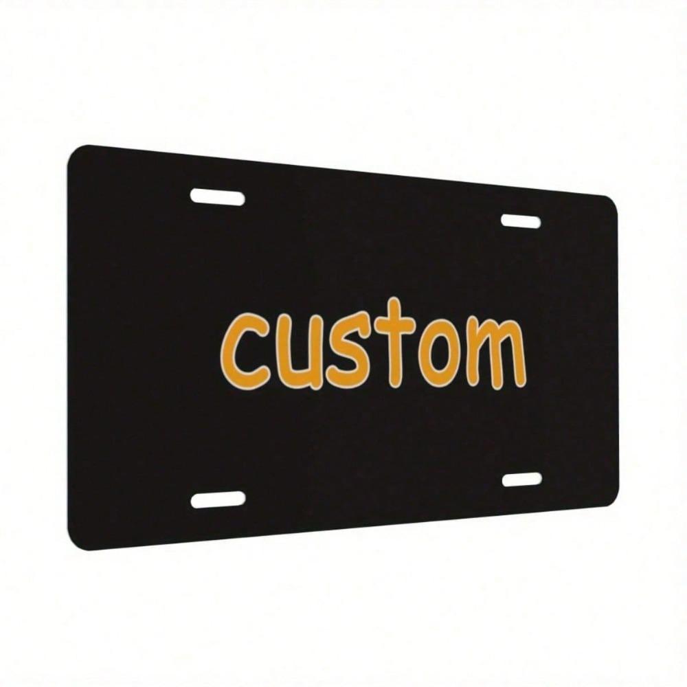 Custom Orange License Plate Frame, Personalized 2D Flat Car Tag Cover, Weatherproof Aluminum Front Exterior Accessory, Universal