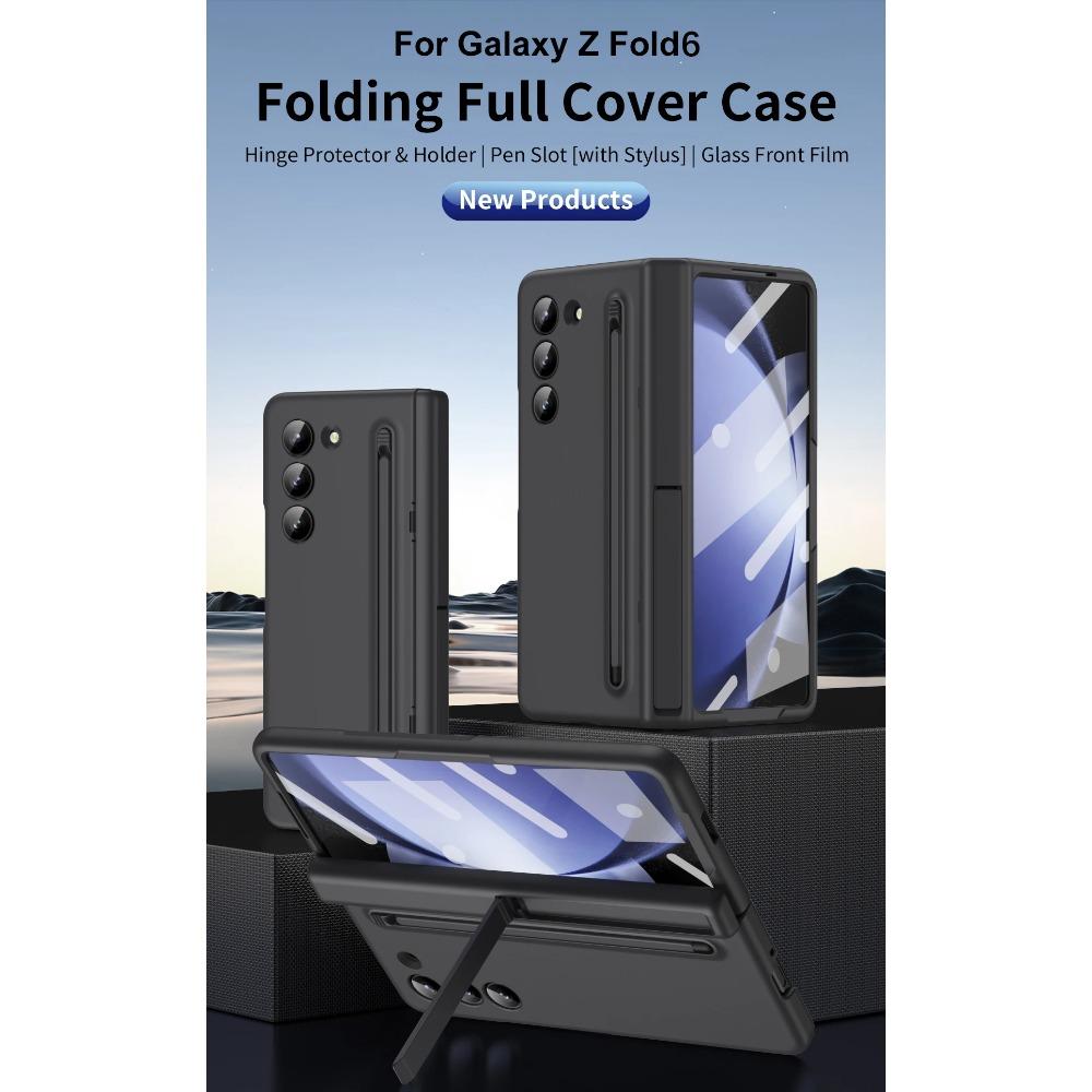 Hard PC Shockproof Phone Cover with Touch Pen Screen Protector Bracket for Samsung Galaxy Z Fold 6 5 4 3 Case