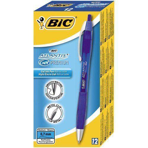 Stylo-Bille - BIC - Atlantis Premium - Boîte de 12 - Couleur Bleu - Pointe Moyenne