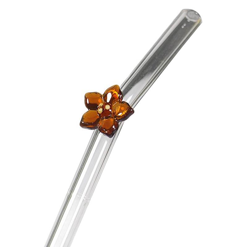 Flower Glass Straw, Reusable Drinking Straws Cute Butterfly For Festival Party Wedding Cocktail Bar Beachs