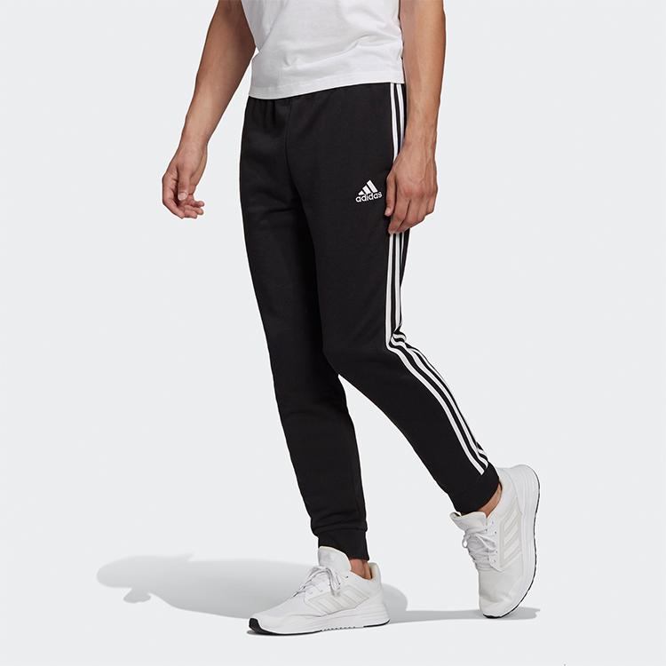 adidas Essentials French Terry Tapered Cuff 3-Stripes Pants Black/White Men Streetwear GK8831