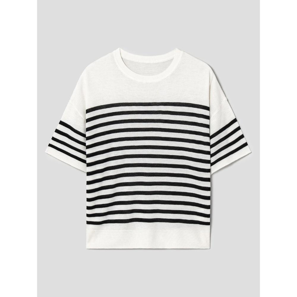 8SECONDS Striped Basic Short Sleeve Pullover Ivory