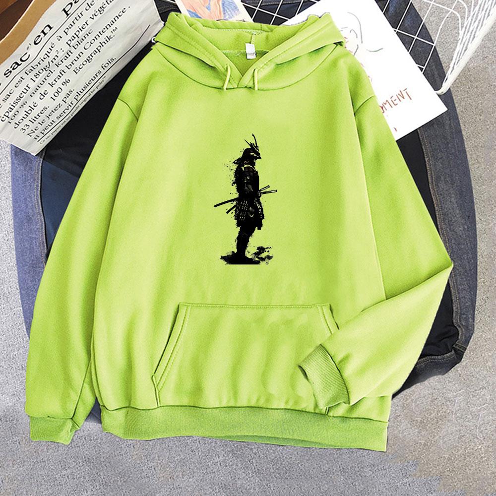 Japan Samurai Armor Katana Ink Style Potištěná mikina s kapucí Grafický potisk Vintage mikina Pop Neformální oblečení Hoody