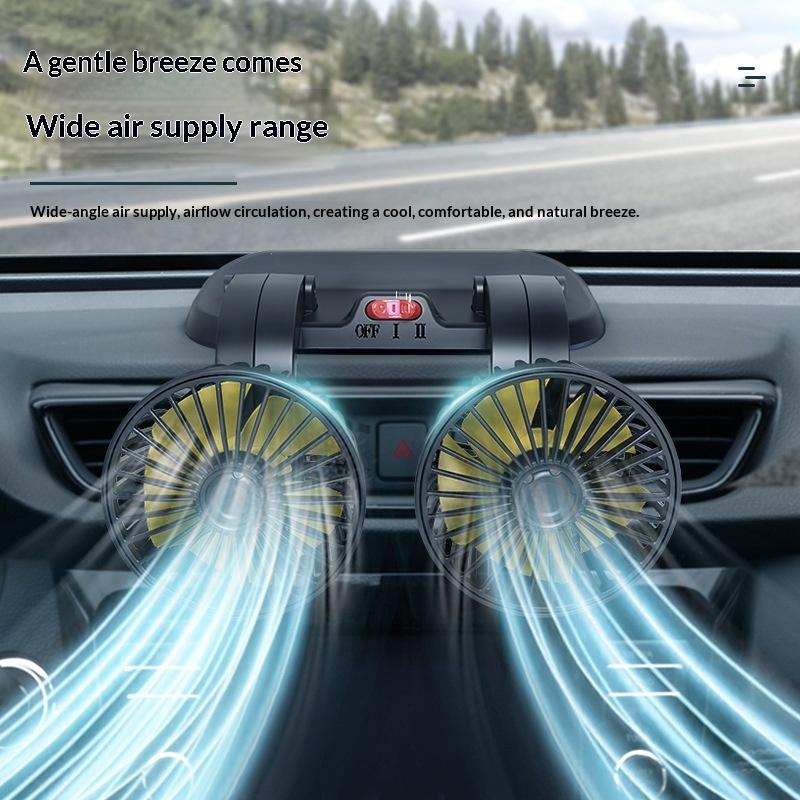 Dual Head Car Fan For Back Seat 3 Speeds Usb Car Rear Headrest Fan For Kids Baby Extender Arm 360°Rotatable Air Cooling Fan