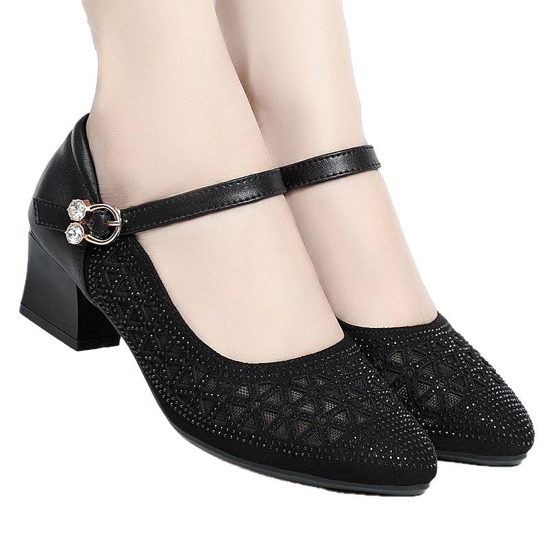 Sandals Women 2025 New High-heeled Sandals Mesh Sandals Hole Shoes Hollow Breathable Single Shoes New Soft-soled Mother