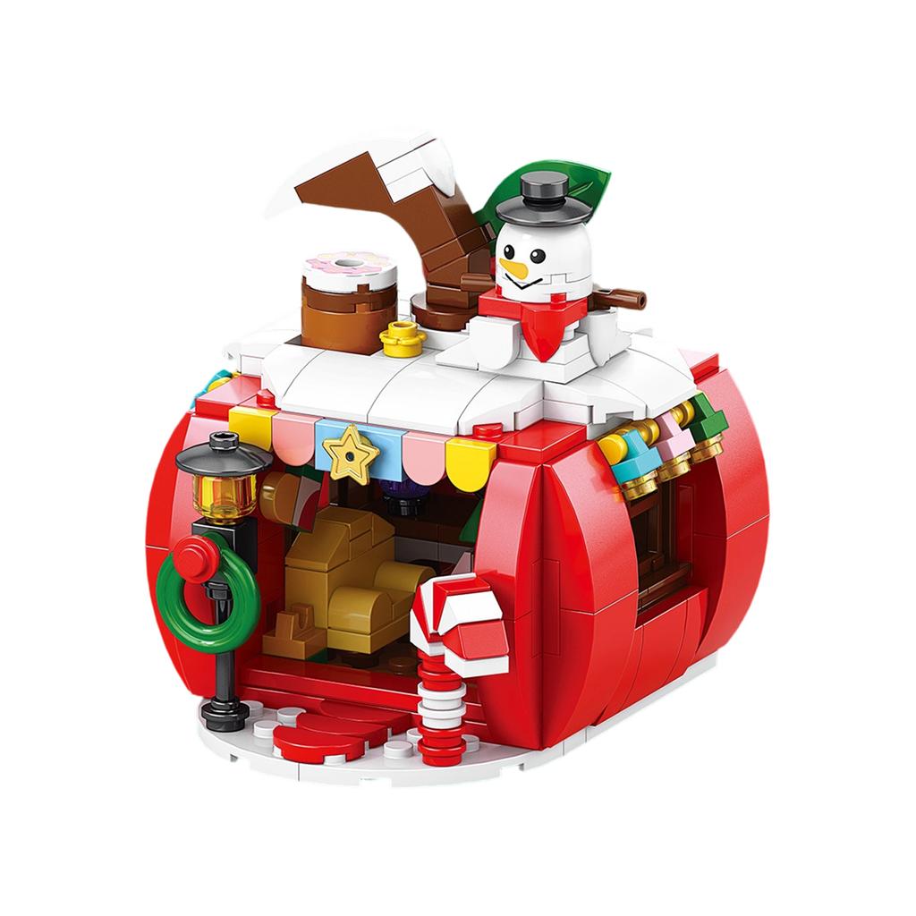 Christmas Building Block Toys, Old Man Train Sleigh, Children's Gift