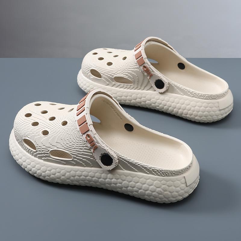 Hole Shoes Men's Summer Outer Wear Heightening Wear-resistant Non-slip Bag Head Drag EV Deodorant Breathable Fashion Sandals
