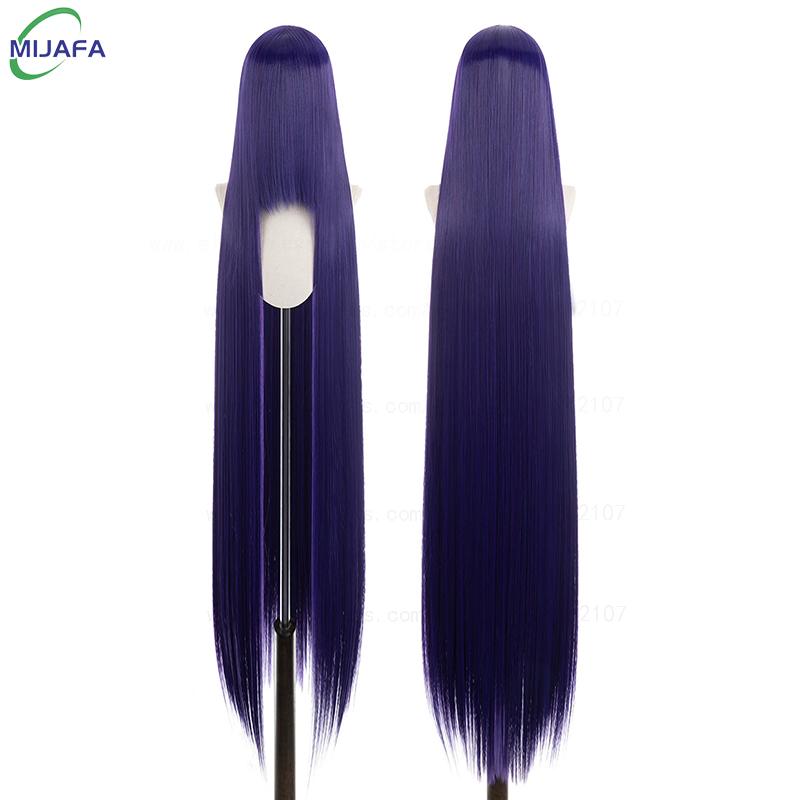 700g Alta Qualità 59" 150cm Lunga Dritta Parrucca Cosplay Con Frangia Biondo Marrone Rosso Verde Blu Resistente al Calore Colori Capelli Parrucche Anime