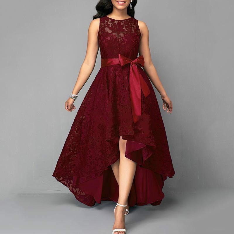 Women Lace Maxi Dress Sleeveless High 