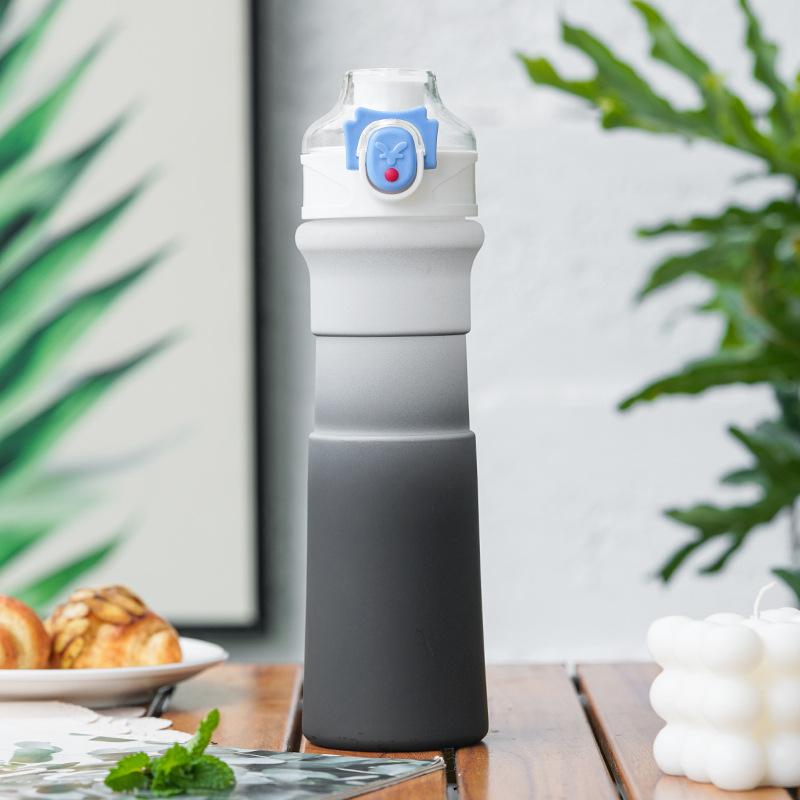 Water bottle high value gradual change small waist plastic cup convenient handle direct drinking cup one-click elastic cover outdoor water cup